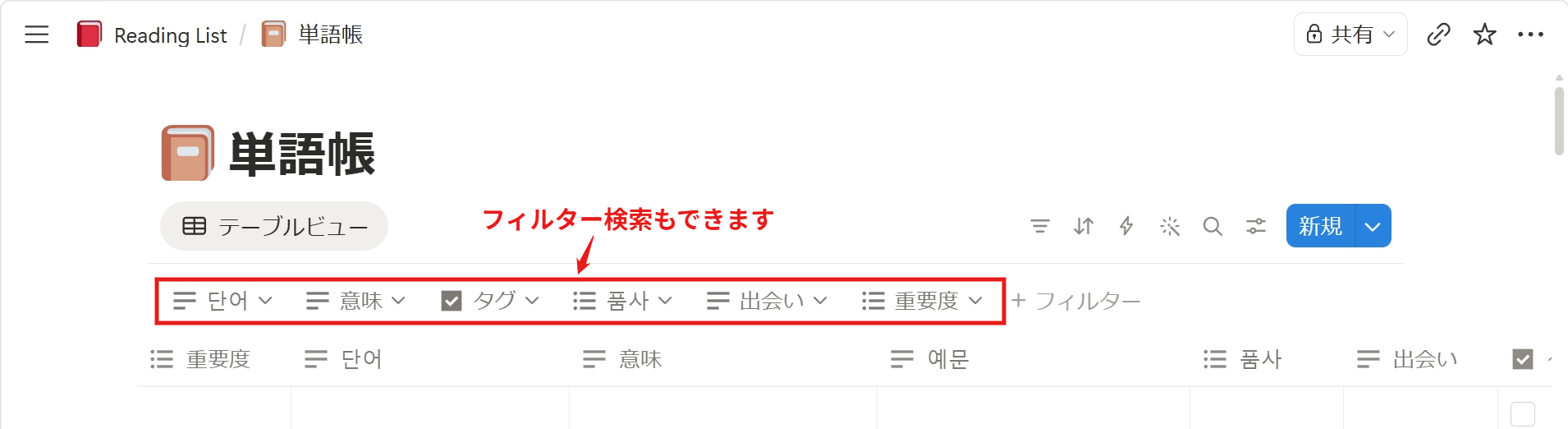 単語表